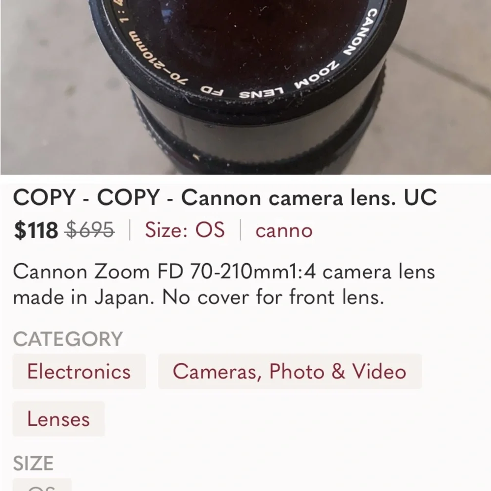 Camera lens used condition